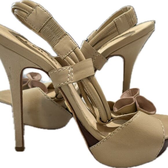 L.A.M.B. Tan and Brown Heels with Bow Detail - Picture 2 of 9
